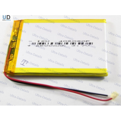 Аккумулятор универсальный 406080 3,7v Li-Pol 2500 mAh (4*60*80 mm)