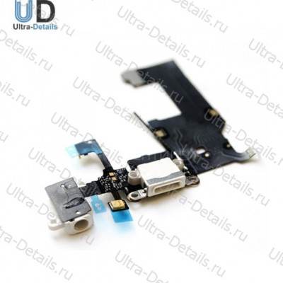 Шлейф iPhone 5 на системный разъем/разъем гарнитуры/микрофон (белый)