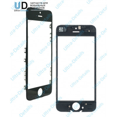 Стекло с рамкой для iPhone 5 черный