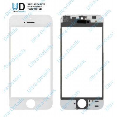 Стекло с рамкой и OCA пленкой для переклейки iPhone 5 белое (ААА)
