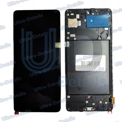Дисплей для Samsung A715F (A71) в сборе с тачскрином с рамкой (черный) (big OLED)