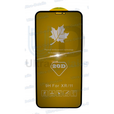 Защитное стекло Антишпион iPhone XR/11 (черный) (Полное покрытие)