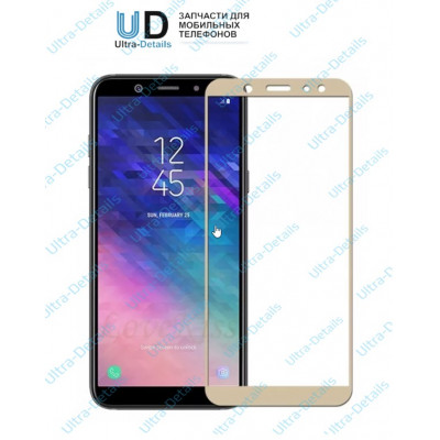 Защитное стекло 5D Samsung (A6+ 2018) (плоское) золотой