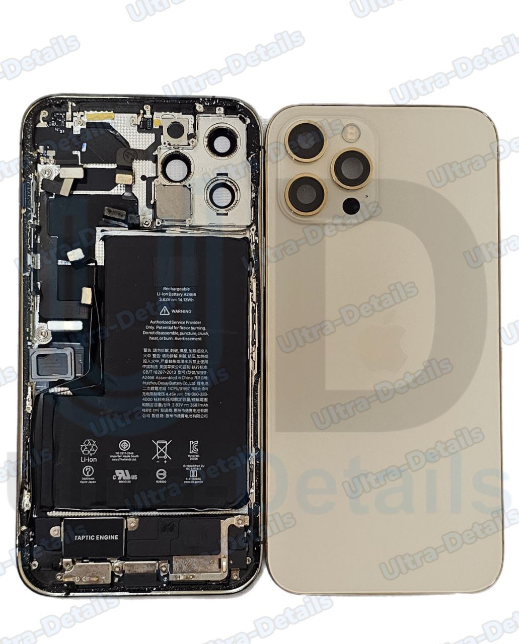 Корпус для iPhone 12 Pro Max в сборе со  шлейфами и АКБ Премиум (золотой)