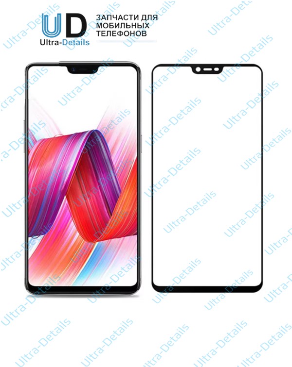 Защитное стекло для Oppo A3s/A5 полное покрытие черный