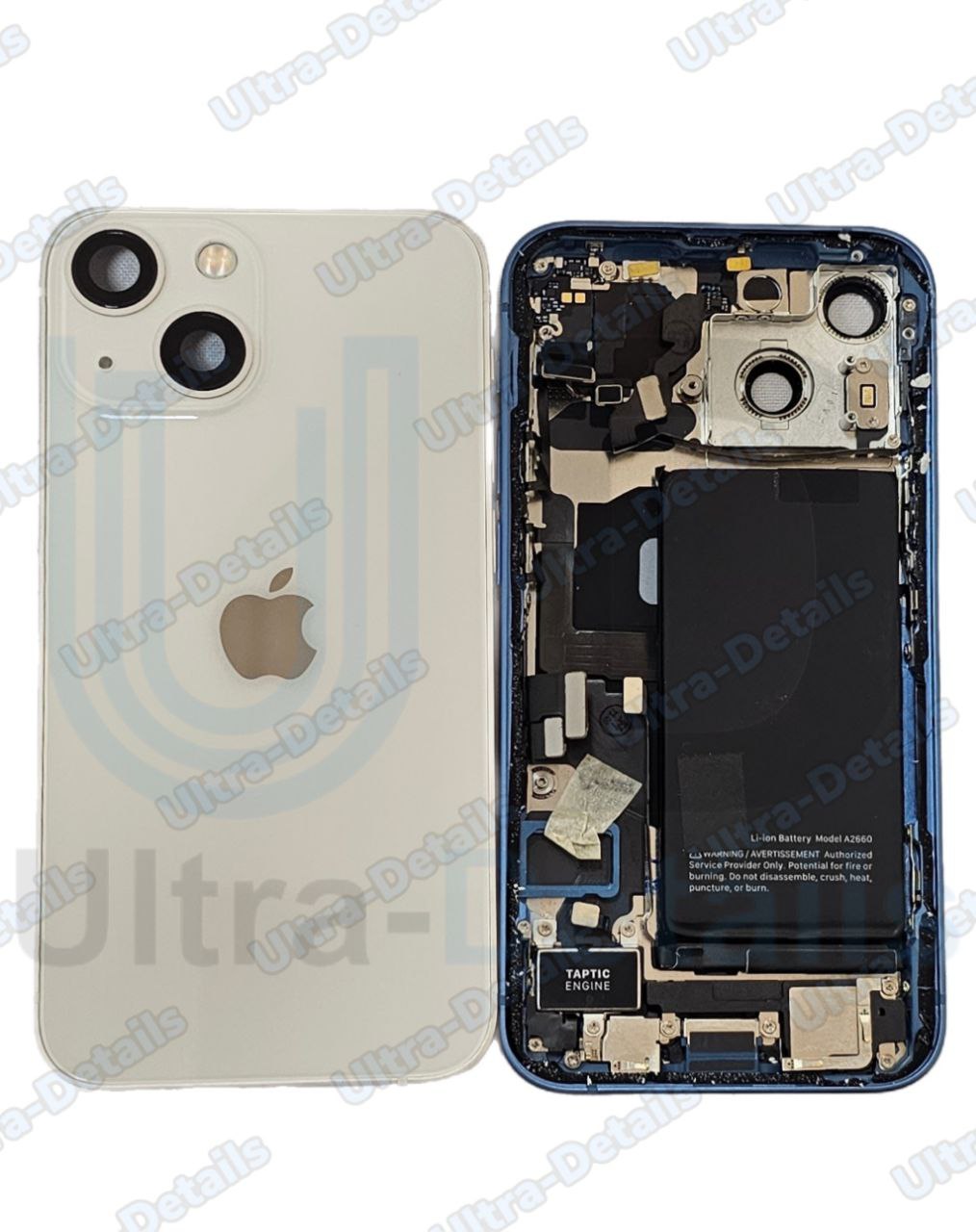 Корпус для iPhone 13 Mini со  шлейфами и АКБ  в сборе Премиум (белый)