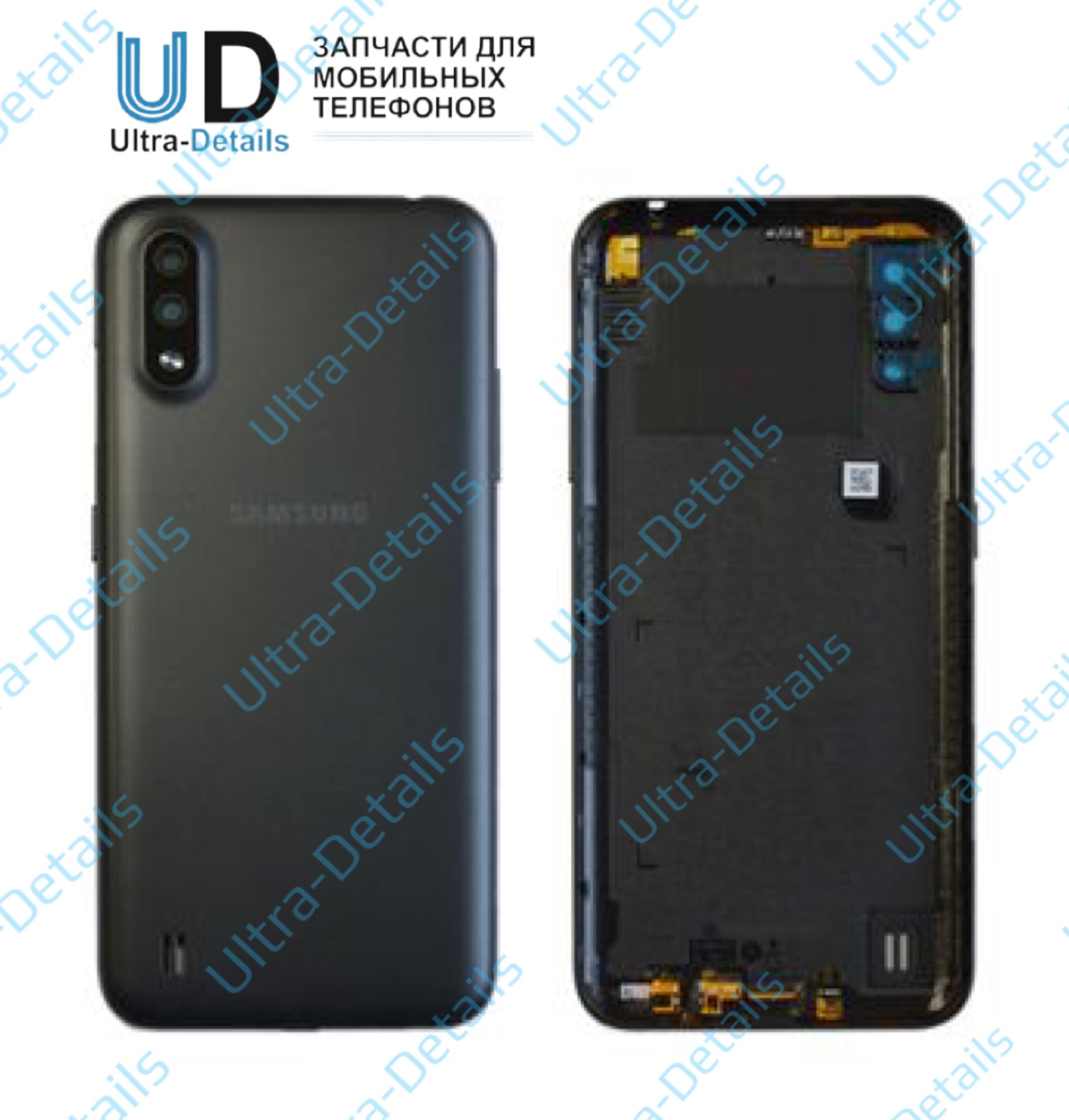 Задняя крышка Samsung A015F (A01) со стеклом камеры (черный)
