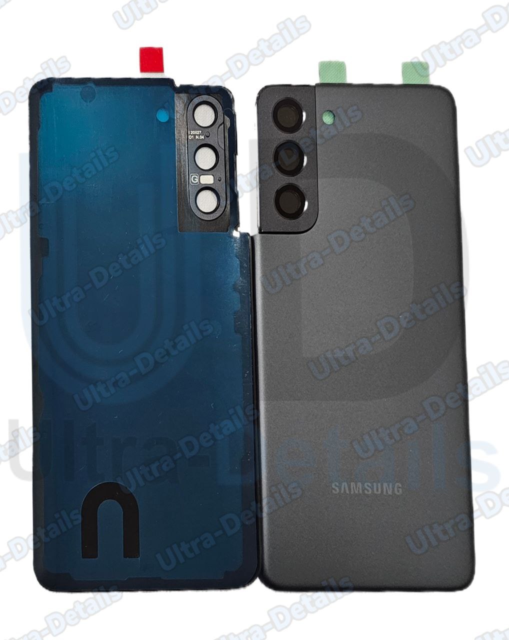 Задняя крышка для Samsung G991B (S21) серый  со стеклом камеры Premium