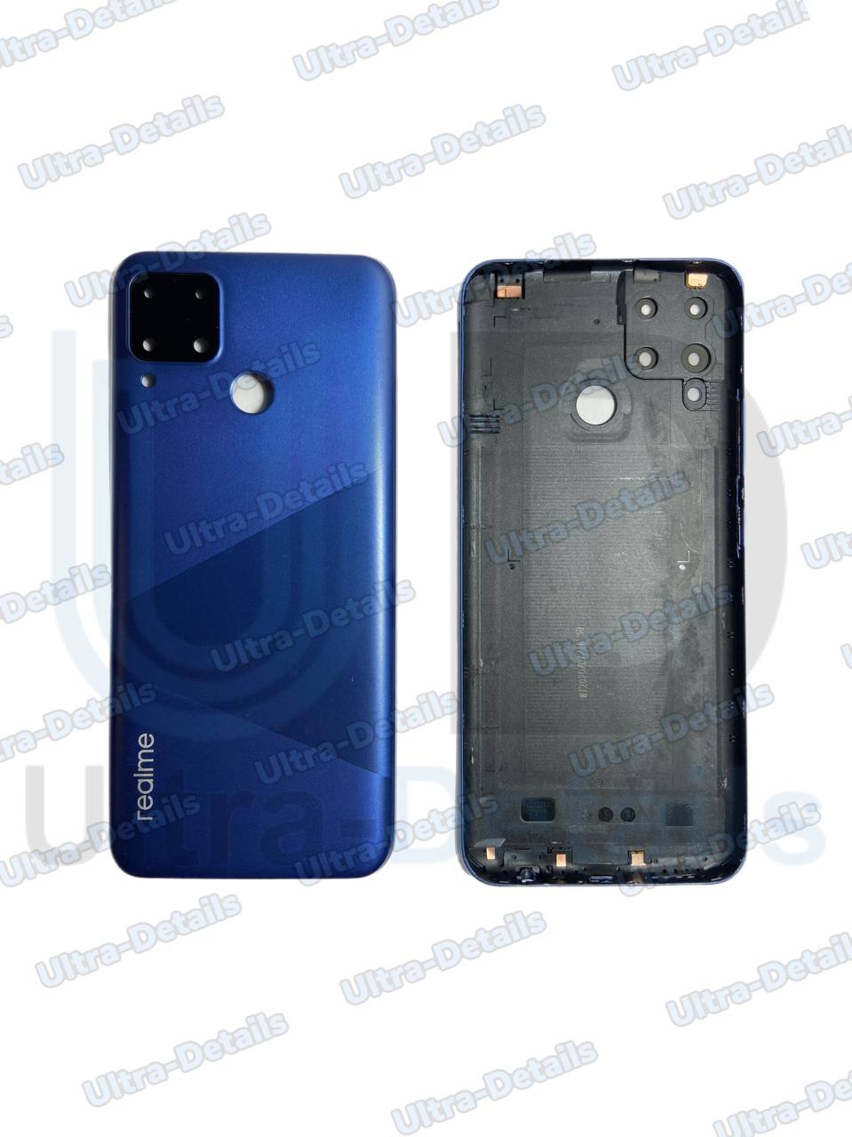 Задняя крышка для Realme C15 со стеклом камеры (синий)