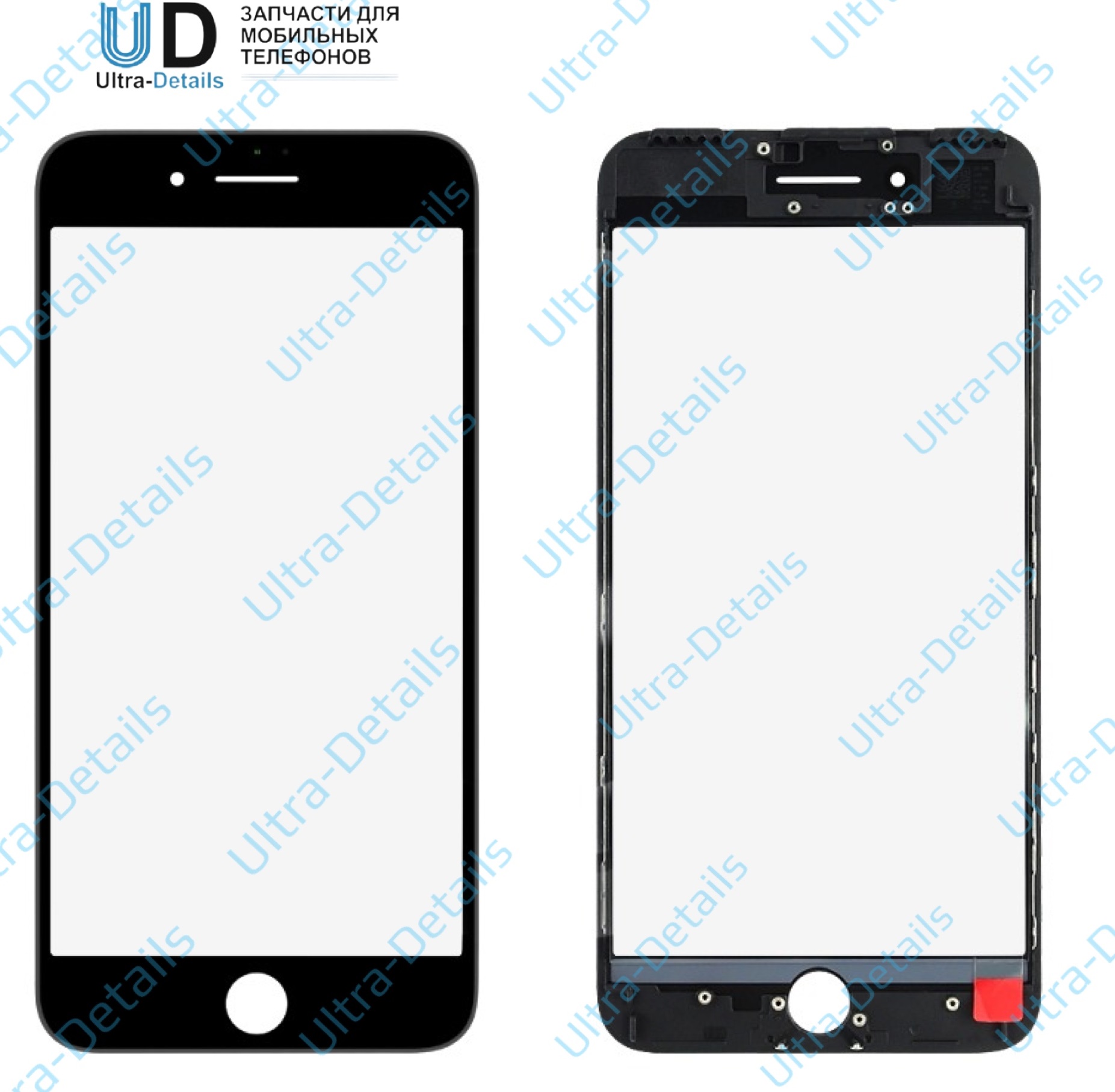 Стекло с рамкой для переклейки iPhone 7 Plus черный
