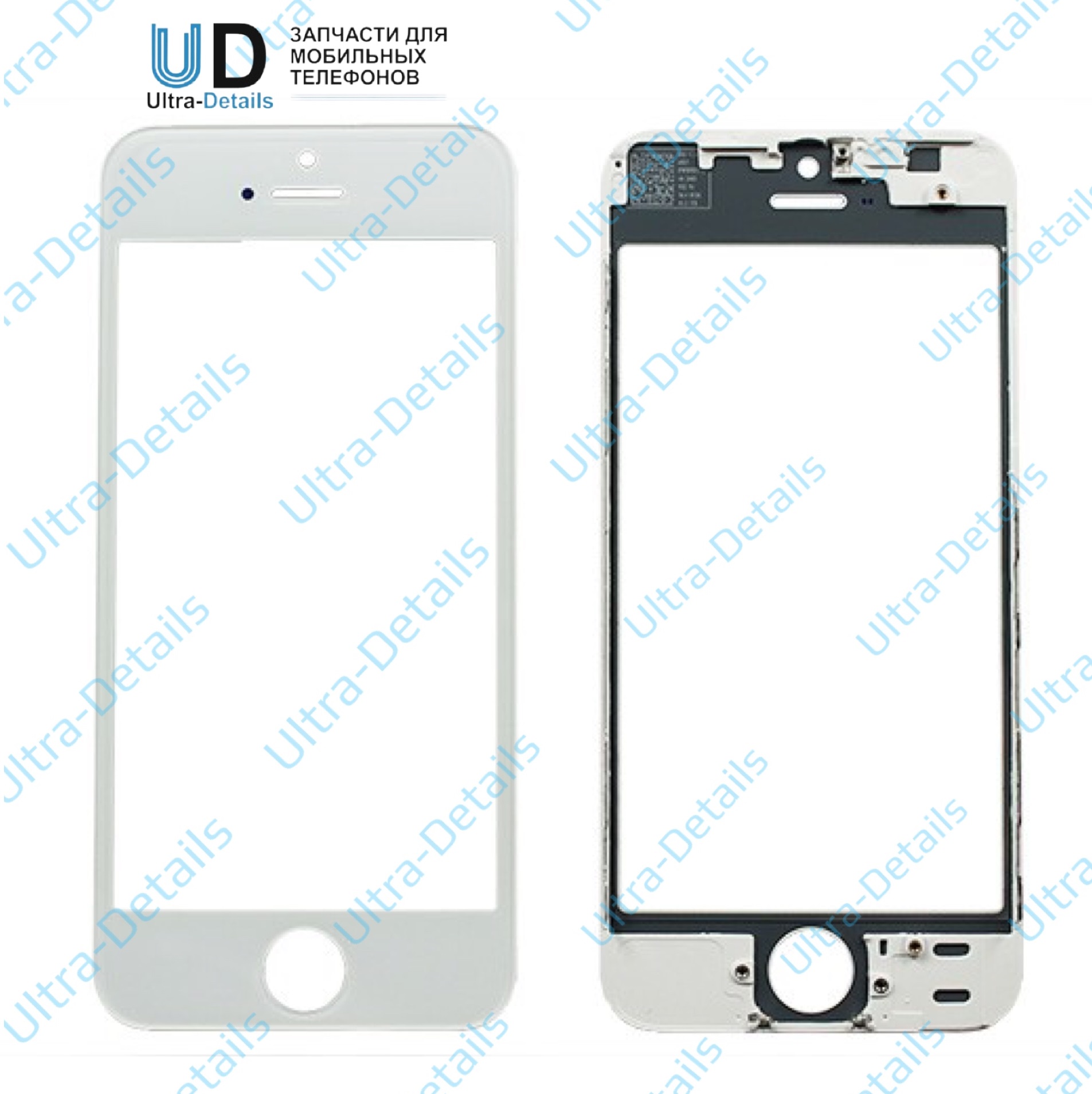 Стекло с рамкой и OCA пленкой для переклейки iPhone 5S белое (ААА)
