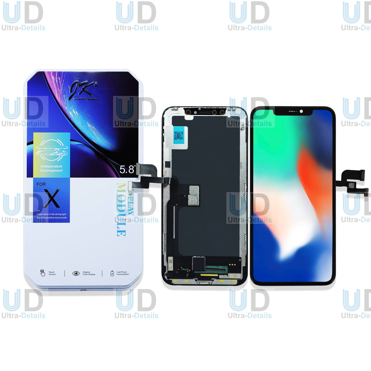 Дисплей для iPhone X в сборе с тачскрином (черный) JK incell (Orig)