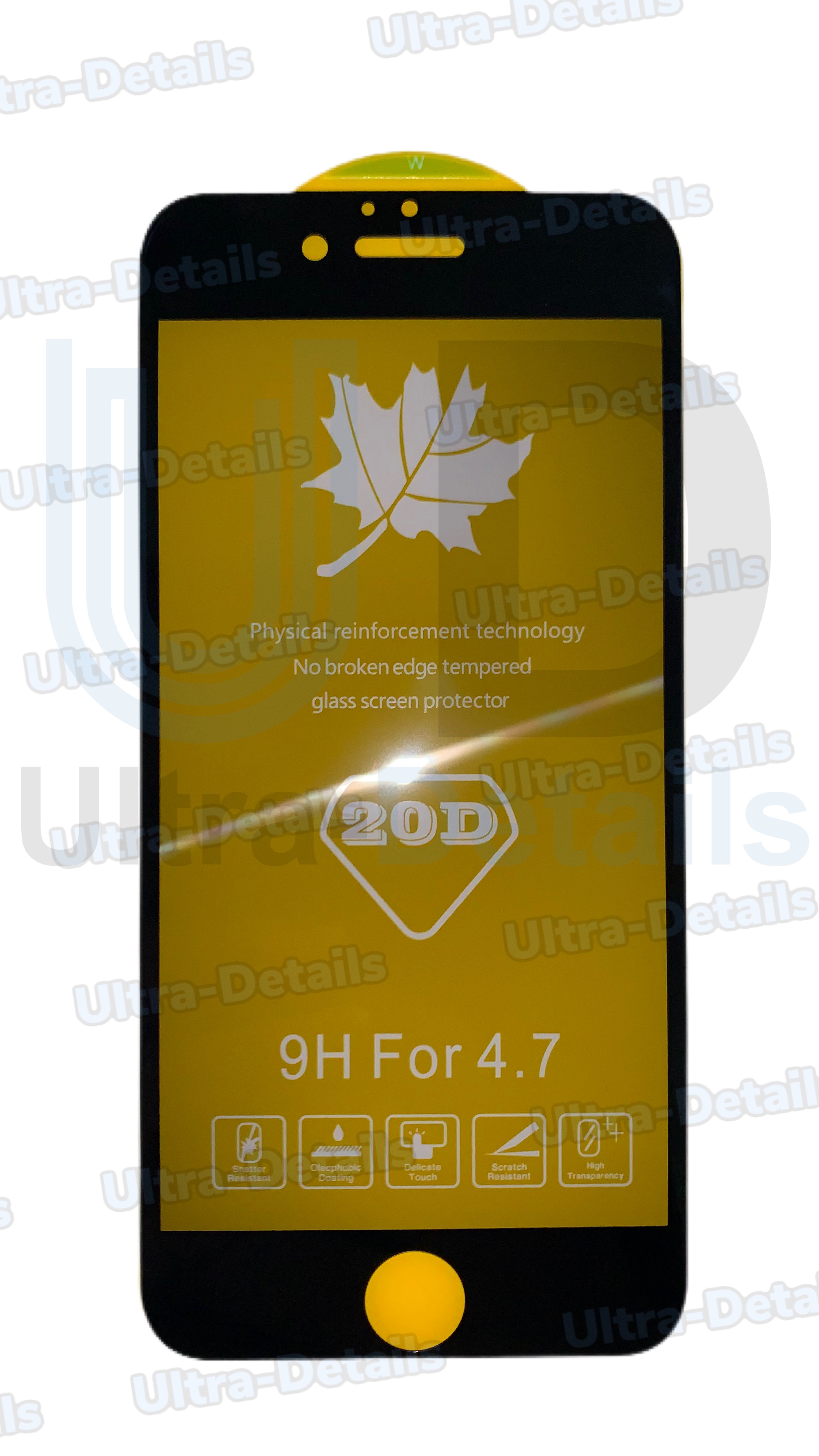 Защитное стекло Антишпион iPhone 6/6s (черный) (Полное покрытие)