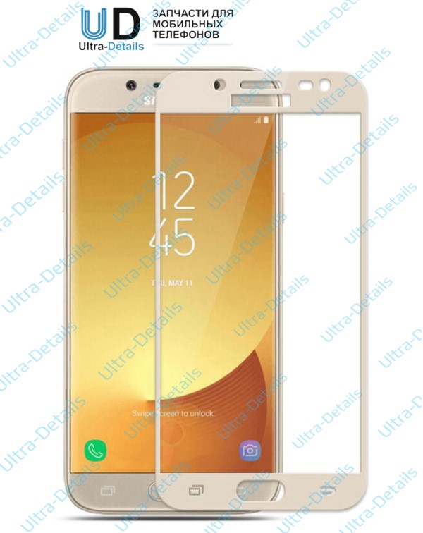 Защитное стекло 3D Samsung J250F (J2 2018) золотой