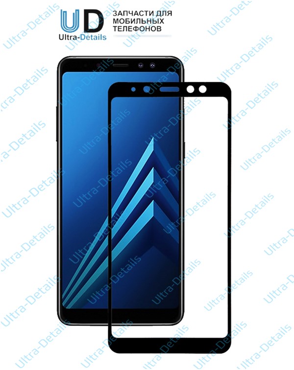 Защитное стекло Samsung A730F (A8+ 2018) (Полное покрытие) черный