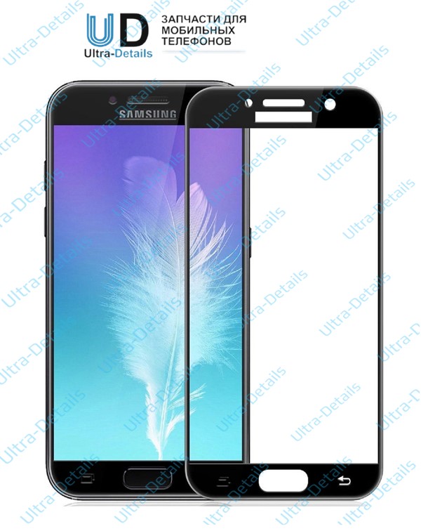 Защитное стекло 5D Samsung A720F (A7 2017) (плоское) черный