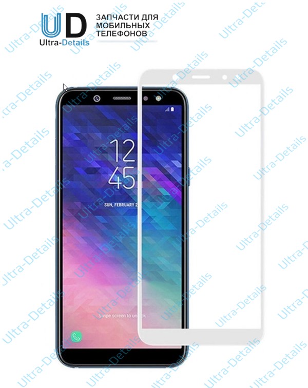 Защитное стекло 5D Samsung (A6 2018) белый