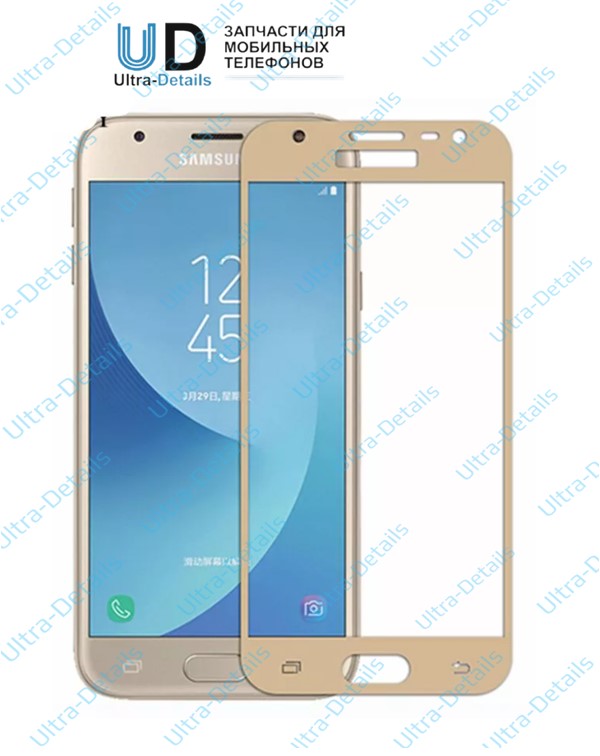 Защитное стекло 5D Samsung G610 (J7 Prime) (плоское) золотой