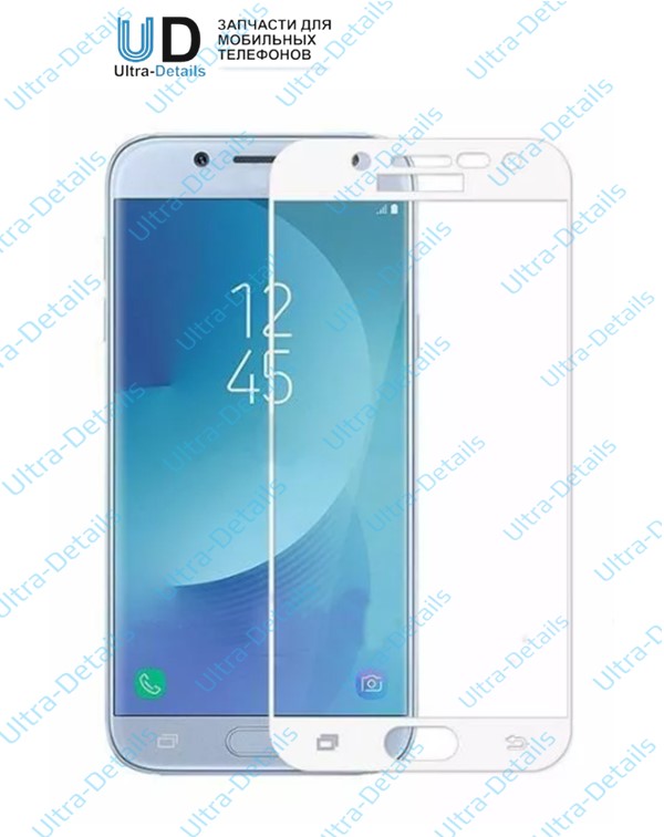 Защитное стекло 5D Samsung (J7 2018) (плоское) белый